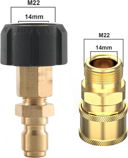 Pressure Washer Quick Connect Kit, Metric M22 14mm Swivel to 3/8'' Quick Connect, With 10 Washers for Home,Garden, Vehicles Cleaning Quick Connect...