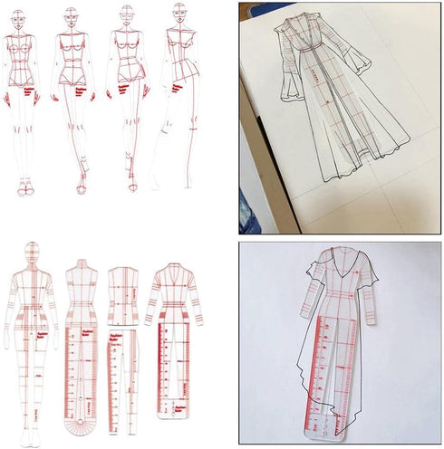 DYNWAVE 8 Pcs French Curve Template Ruler Set,Sewing Humanoid Patterns Design for Dressmaking, Tailoring, Fashion Designing...