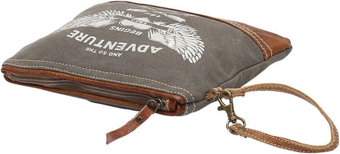 Myra Bag Adventure Begins Upcycled Canvas Wristlet Bag S-1020...