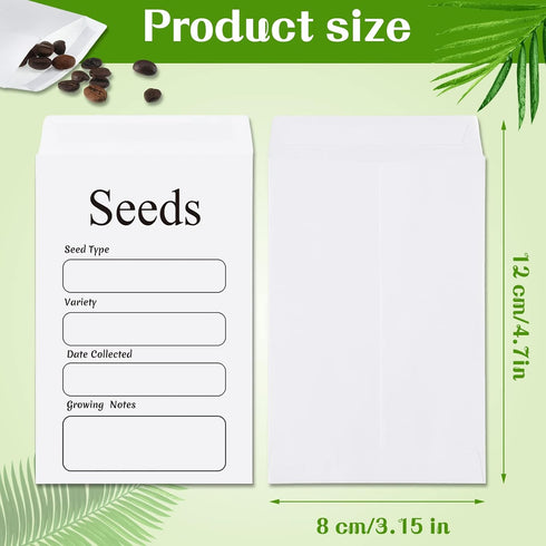 100 Pcs Seed Envelopes Resealable Self Sealing Seed Envelope Seed Packets 3.15 x 4.72 Inch Seed Saving Envelopes with Preprinted Seed Collecting T...