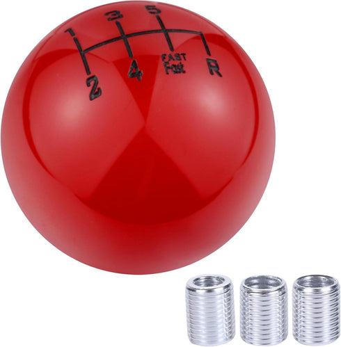 Arenbel 6 Speed Polished Gear Lever Stick Shift Speed Knob Ball Car Shifter Grip Handle Replacement Fit Regular Auto Manual Transmissions, Red...