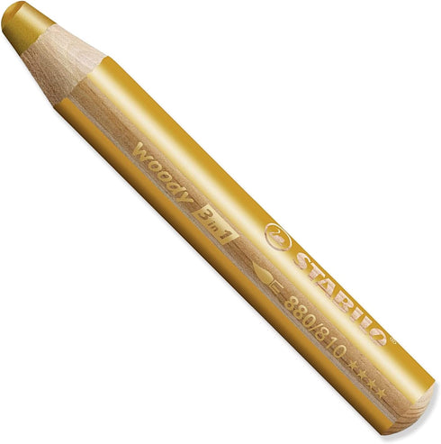 STABILO Multi-talented Pencil woody 3-in-1 - Pack of 2 Pencils - Gold & Silver...