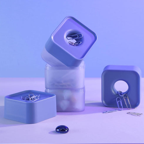 Magnetic Paper Clip Dispenser, Magnetic Paper Clips Organizer, 28mm, with 130 Paper Clip for School Home Office (Blue)...