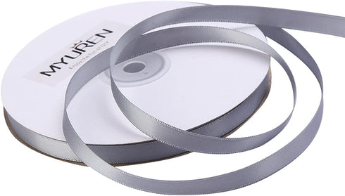 3/8 Inch Solid Satin Ribbon Silver/Gray Double Face Satin Ribbon for Crafts, Gift Wrapping?Party Favor? Baby Shower?Invitation Embellishments?DIY ...