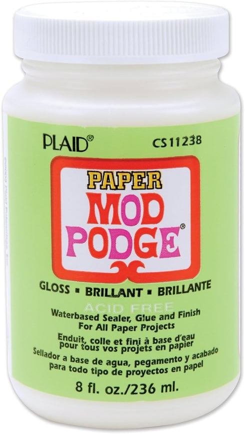 Mod Podge Waterbase Sealer, Glue and Finish for Paper (8-Ounce), CS11238 Gloss Finish...