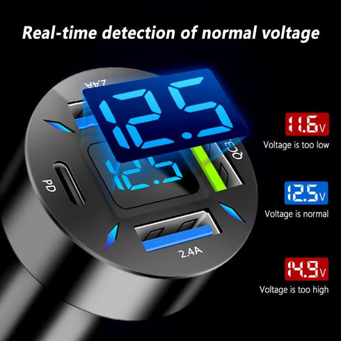 Car Fast Charger,PD/QC3.0 Car USB Charger with LED Lights,Cigarette Lighter USB Charger Compatible for iPhone Galaxy iPad Pro& More Mobil Phone...