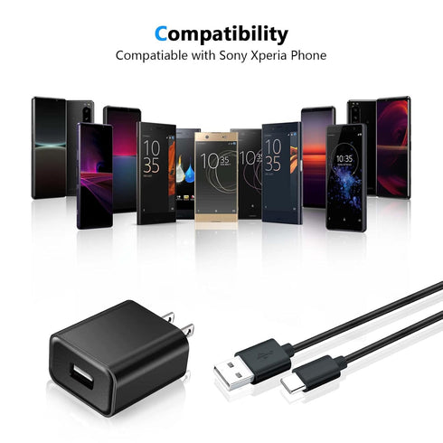 Fast Wall Charger USB C Charging Cable Cord Fit for Sony Xperia 5 IV Sony Xperia 5 III, Xperia 10 III, Xperia 5 II, Xperia PRO, Xperia 10, Xperia ...