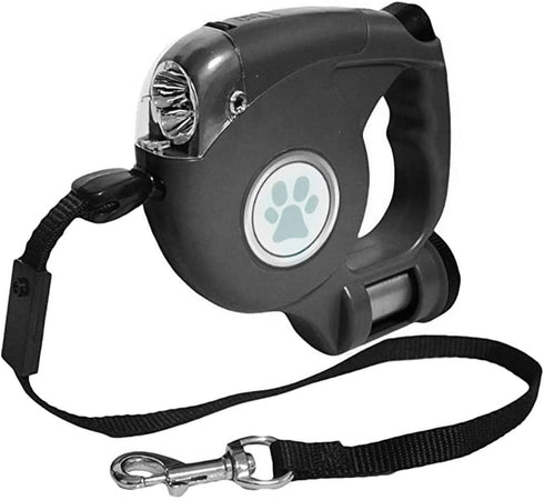 JEBBLAS Dog Retractable Leashes with Flashlight and Waste Bag Dispenser 3 in 1 Automatic 15ft Dog Walking Leash with Anti-Slip Handle Black...