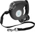 JEBBLAS Dog Retractable Leashes with Flashlight and Waste Bag Dispenser 3 in 1 Automatic 15ft Dog Walking Leash with Anti-Slip Handle Black...
