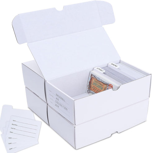 Trading-Card Storage Box, 4-Pack • 400 Count Corrugated Cardboard Storage Box with dividers & labels for TCG/Magic/Mtg Storage and Collection, Hor...