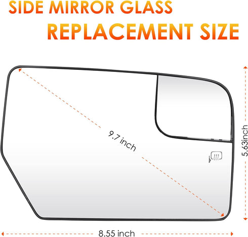 Right Passenger Side Mirror Glass Replacement Compatible with 2012 2013 2014 2015 2016 2017 Ford Expedition, 2012 2013 2014 Lincoln Navigator Rear...