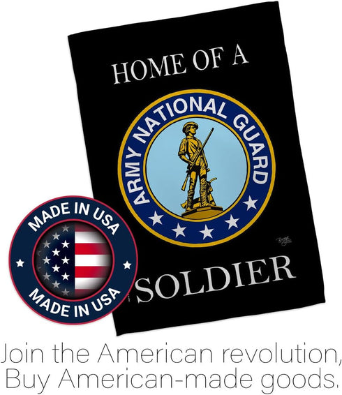 Breeze Decor Home of National Guard Soldier Flag Armed Forces ANG United State American Military Veteran Retire Official House Decoration Banner S...