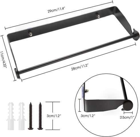 Under Cabinet Paper Towel Holder Wall Mount for Home Kitchen,Stainless Steel for Large Rolls-Black...