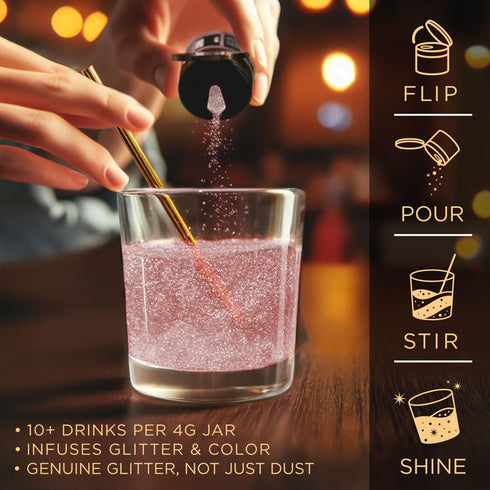 Brew Glitter - Rose Gold Edible Drink Glitter 1x 4g Jar for Cocktails, Beer, & Beverages...