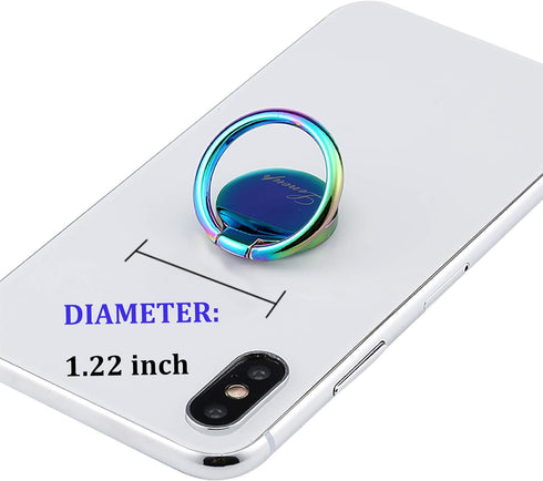Rainbow Cell Phone Ring Stand Holder,Blue Multicolor Ring Grip Kickstand,360 Rotation Metal Finger Ring for Almost All Phones,Pad...