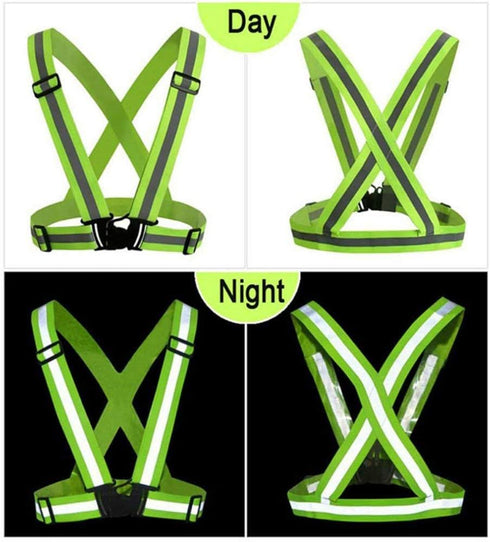 Reflective Vest Running Gear - Safety Reflector Strap Bands - High Visibility Elastic Adjustable Motorcycle Walking Reflective Vest for Men and Wo...