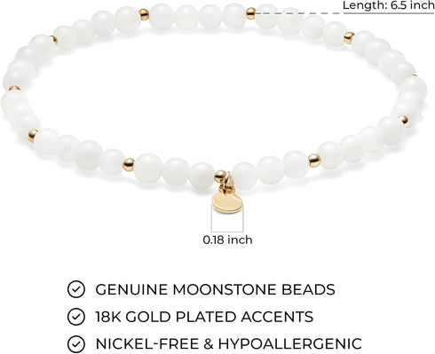 MORGAN & PAIGE Bronze 18k Yellow Gold Plated Genuine Gemstones Stretch Bracelets for Women Trendy - Elegant Dainty Gold Beaded Bracelets for Women...