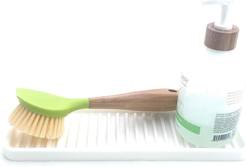 Happitasa Silicone Kitchen Sink Organizer Tray, Sponge Holder and Countertop Protector | Bathroom and Kitchen Soap Dish and Dispenser Tray (White,...