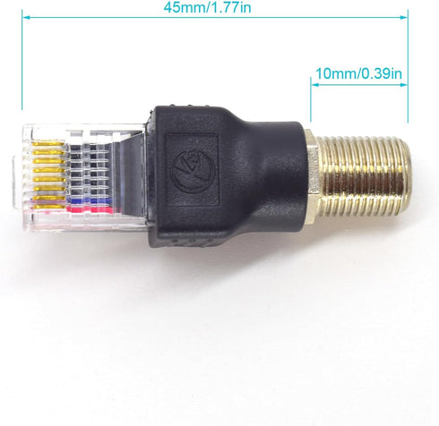 2PCS RF to RJ45 Converter Adapter F Female to RJ45 Male Coaxial Barrel Coupler Adapter Connector Coax Straight Connector (Black)...