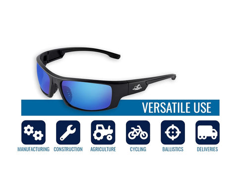 Bullhead Safety Dorado Safety Glasses with Dual Lenses, ANSI Z87+, Blue Light Glasses with UV Light Protection and Anti-Scratch Coating, Blue Revo...