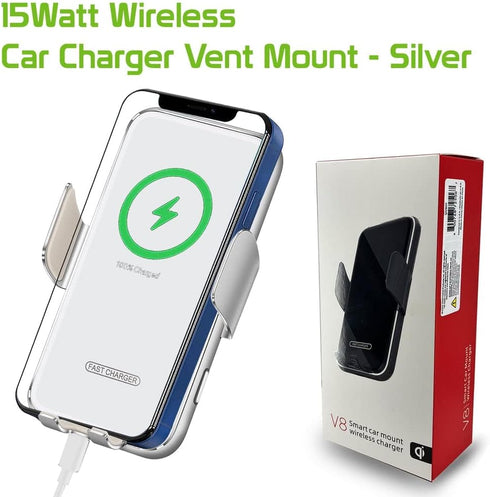 Wireless Phone Car Charger, Air Vent, Touch to Open Fast Charging for iPhones Samsung Galaxy, Google Pixel Smartphones (Color Silver)...