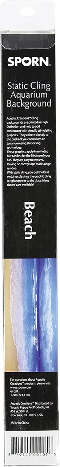 SPORN Aquarium Background, Static Cling, Beach 24" x 12"...