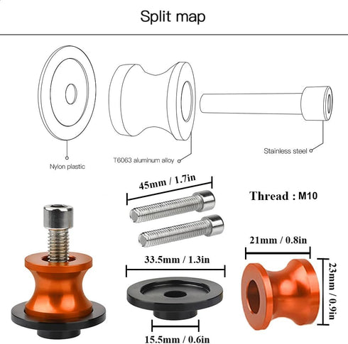 Universal DUKE Spools M10 *1.25 + M10*1.5-2pcs 10mm Swing arm Sliders Spools for Duke 125 200 390 RC125 RC390 FZR 1000/600R/400 Z750 ER-6F ER-6N V...