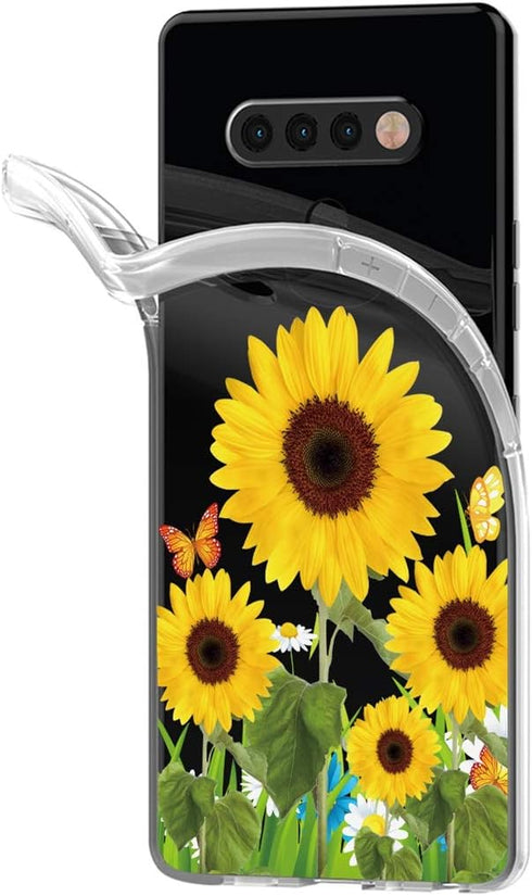Clear Slim Designed for LG K51 Case, for LG Q51 Case,Shock-Absorption Floral Flexible Soft TPU Rubber Protective Cover for LG K51 (Sunflower)...
