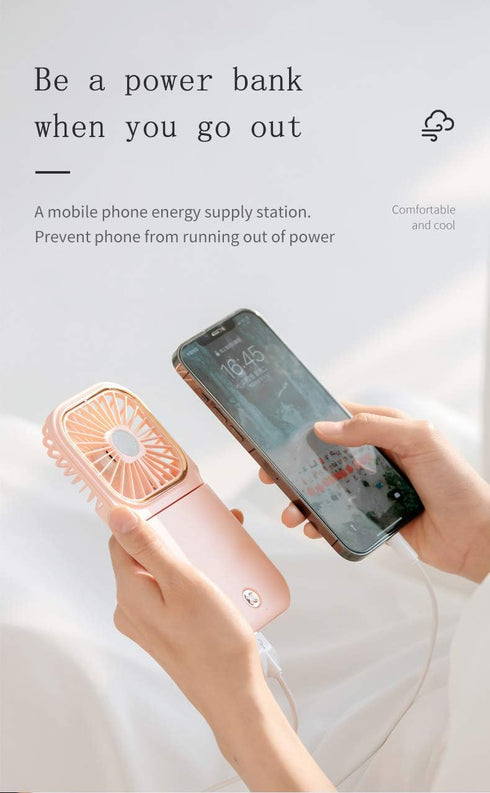 New 2021 Upgrade Handheld Fan Small Personal Fan with 3 Speeds Neck Rechargeable Portable Fan Powerful Mini USB Outdoor Fan Quiet Small Desk Fan F...