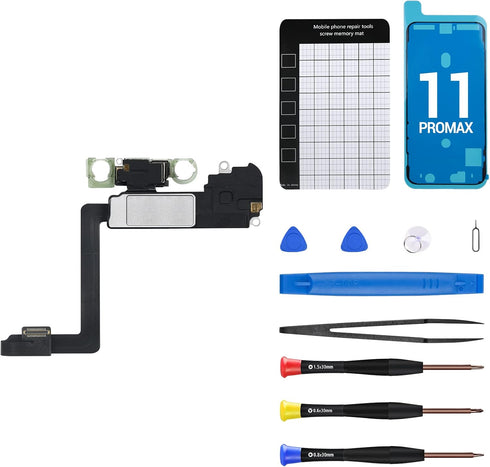 for iPhone 11 Pro Max Ear Speaker Replacement Repair NEW Front Earpiece Module with Ambient Light Sensor Part Flex Cable Connector Fix Tools Kit P...