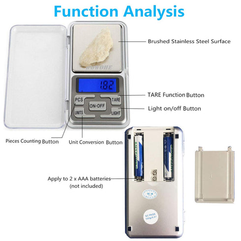 Food Travel Scale Portable Pocket Scale Gram Capacity 500g Degital Kitchen Small Miniature Scale Lab Measuring Scale High Precision...