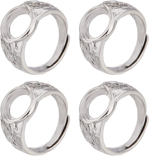 SUNNYCLUE 1 Box 8Pcs Pad Ring Settings Platinum Color Brass Adjustable Ring Blanks Finger Ring Base Rings Components Finger Ring Pad Bezels for Je...