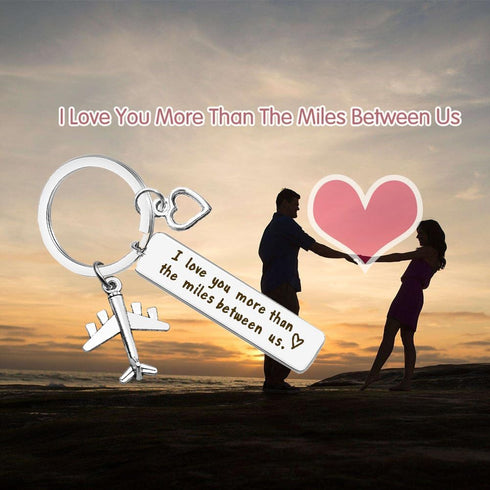 Vadaka Couple Keychain Long Distance Relationship Gift for Boyfriend Girlfriend I Love You More Than The Miles Between Us Keyring Couples Jewelry ...