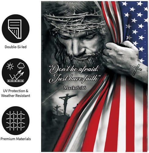 Don't Be Afraid Just Have Faith Garden Flag - Christian - Jesus - USA Double Side Garden Flags House Yard Decor 12x18in...