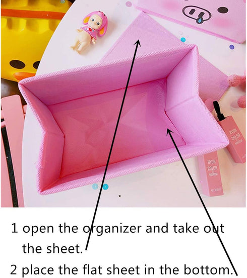 Kerr's Choice Cute Desk Box for Girls - Kawaii Storage Box, Foldable Baskets | Office Desk Room Decoration...