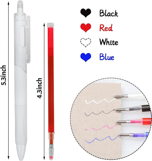 50Pcs Heat Erase Fabric Marking Pens Refills with 4 Retractable Pen Holders Iron-Off Water Soluble Ink Auto-Vanishing Pen Clothes Sewing Marker Pe...