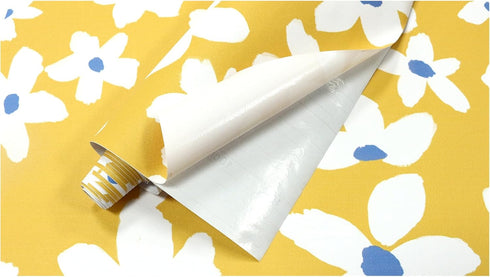 HAOKHOME 93391-1 Yellow Peel and Stick Wallpaper Floral Yellow/White/Blue Removable Wall Paper for Bedroom Bathroom Textured Stick on Contact Pape...