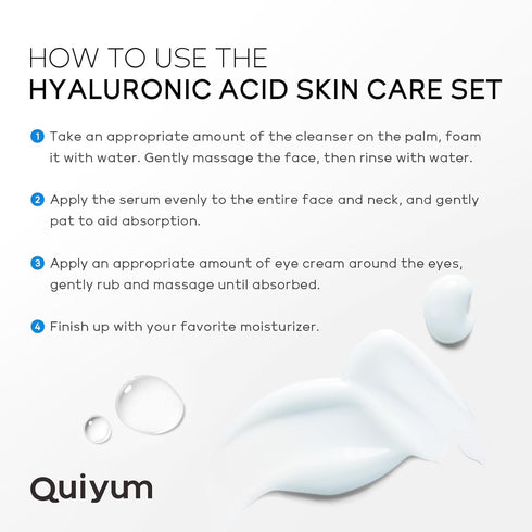 Hyaluronic Acid Skin Care Set, Hydration Kit for Women Teen Girls, Low pH Cleanser, Moisturizer, Serum, Eye Cream, Anti Aging, Firming, Travel Siz...