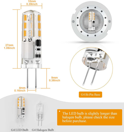 DiCUNO G4 LED Bulbs 12V 1.2W T3 10W Halogen Bulbs Replacement, JC Type G4 Bi-Pin Base Light Bulbs Non-dimmable, Warm White 3000K, 120 Lumens for L...