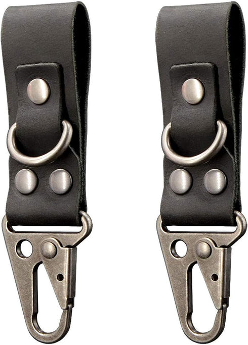 diodrio EDC Leather Strap Keychain Holder, Heavy Duty Belt Clip Key Ring Fob Holder. 2 per Pack....