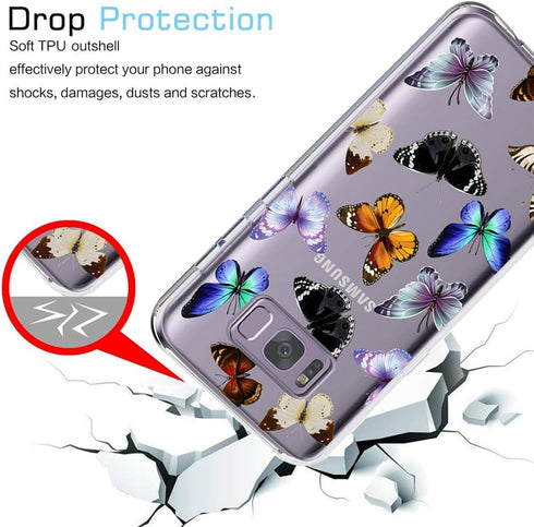 for Galaxy S8 Case, for Samsung S8 Cute Case, Clear Flexible Bumper TPU Soft Rubber Silicone Cover Phone Case for Samsung Galaxy S8 Butterfly...