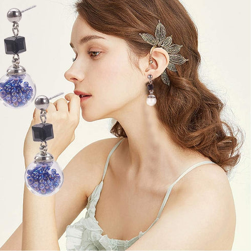 PH PandaHall 50 pcs 12mm Mini Empty Clear Glass Globe Bottles Wish Ball Bottles DIY Pendant Charms with Platinum & Golden Brass Bails Cap for Earr...