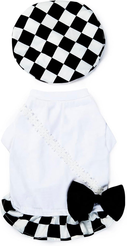 Dog Plaid Dress Pet Bow Tie Girl Cute Princess Dresses for Small Dogs Cat Spring Summer Puppy Clothing Outfits (2XL)...