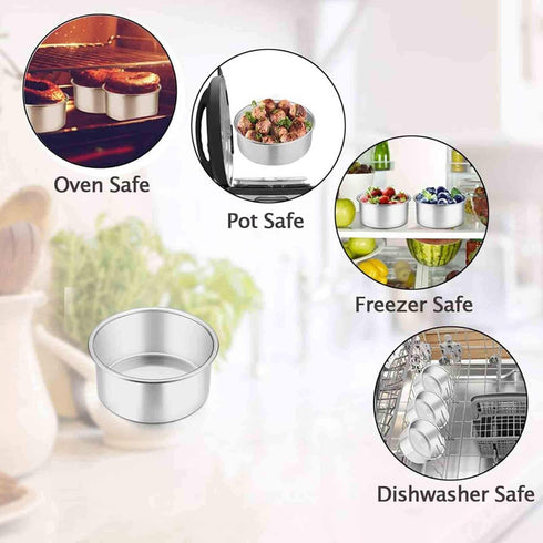 TeamFar 4 Inch Cake Pan, 4 Pcs Mini Cake Pan Round Tier Baking Tins Set Stainless Steel, For Baking Steaming Serving, Healthy & Sturdy, Mirror Fin...