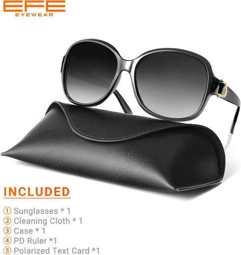 EFE Classic Oversized Polarized Sunglasses for Women Composite TR90 Frame UV 400 Protection Fashion Retro Eyewear...