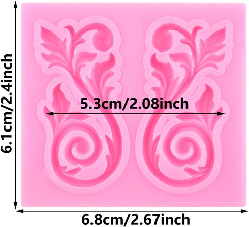 Baroque Fondant Molds Curlicues Scroll Relief Cake Decorating Silicone Mold For Cake Decoration Cupcake Topper Gum Paste Chocolate Polymer Clay...