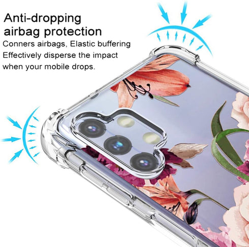 Osophter for Galaxy A32 5G Case: Girls Women Flower Floral with Screen Protector Flexible TPU Rubber Phone Cover for Samsung Galaxy A32 5G(Purple ...
