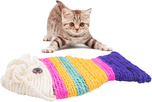 Fish Shape Sisal Cats Scratcher Cat Scratch Board Scratching Pad Colorful Play Funny Interactive Pet Toy for Kitty's Health and Good Behavior...