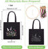 WADORN DIY Canvas Tote Bag Embroidery Kit, Black Personalized Canvas Bag Kit Flower Cross Stitch Kit with Pattern DIY Crafts Embroidery Starter Ki...