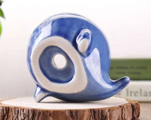 VanEnjoy 5" Ceramic Succulent Pot, Cute Ocean Blue Seashell Series, Conch Shaped Cactus Pot Planter, Flower Pot, Pottery Bonsai Pot (Dark Blue Wha...